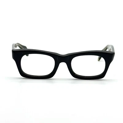 Vintage 50s 60s Kids Eyeglasses Frames Retro Black Thick Plastic Rectangular - Image 1 of 4