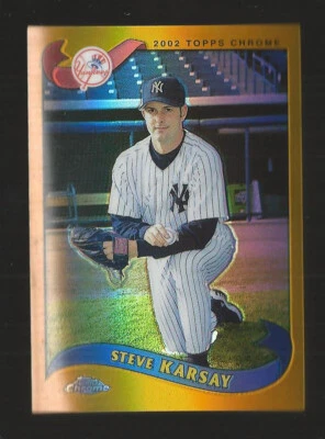 2002 Topps Chrome Steve Karsay Yankees #379 Gold Refractor Rare Short Print Sp - Image 1 of 2