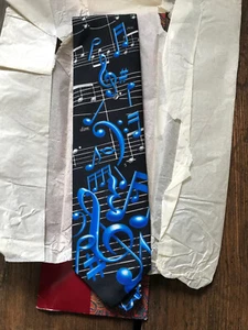 Tie Rack MUSIC neck tie by Ralph Marlin NEW TAG treble clef note 1994 3.5" wide - Picture 1 of 4