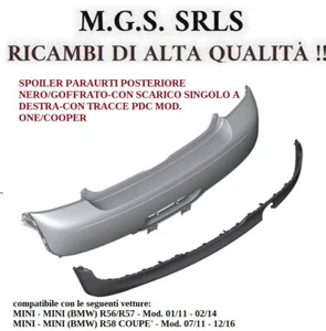 SPOILER PARAURTI POSTERIORE NERO/GOFFRATO-CON SCARICO SINGOLO   MINI 01/11-02/14 - Foto 1 di 3