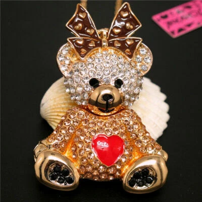 Betsey Johnson Gold Plated Crystal Enamel Bear Necklace - Image 1 of 4