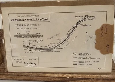Mapa de Obra Propuesta en Río Pawcatuck R.I & Conn., tamaño 6x9, año 1899  Foto 1 de 4
