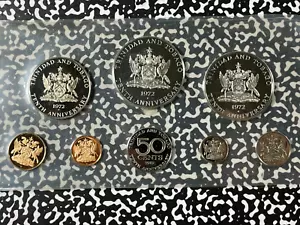 1972 Trinidad & Tobago 8x Coin Proof Set Lot#B1842 Silver! In Original Plastic - Picture 1 of 8