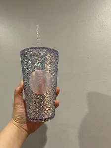 Vaso Starbucks 2022 Holiday Blanco Iridiscente Joyas Bling Venti 16 oz Taza NUEVO - Imagen 1 de 4