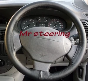 FÜR RENAULT TWINGO MK1 1993-2006 SCHWARZ ECHT ITALIENISCHES LEDER LENKRADABDECKUNG - Bild 1 von 1
