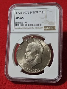 1776-1976-D TYPE 2 Eisenhower Dollar. NGC MS 65 UNCIRCULATED #MF-T3856 - Picture 1 of 2