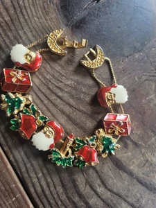 Bracciale Charm Natalizio Vintage Babbo Natale Campanella Regalo Albero Charms Anni 90 Regalo Festività - Foto 1 di 7