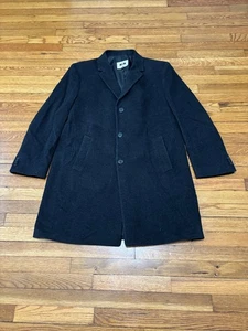 Joseph Abboud Mens Wool Overcoat Size 44R Black Dress Coat Button Down Heavy - Picture 1 of 6
