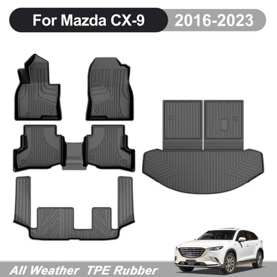 Car For Mazda CX-9 7-Seats 2016-2023 TPE Floor Mats and Cargo Liners Accessories — 第 1/4 张图片