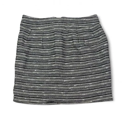 Grey Silver Striped Tweed Sparkly Mini Skirt Size 6 - Image 1 of 4