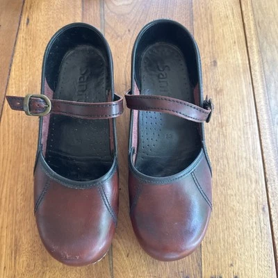 Sanita Womens 38 Mary Jane Mahogany Round Toe Comfort Casual Block Heels Low - Image 1 of 4