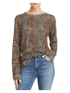 EQUIPMENT FEMME Womens Black Animal Print Long Sleeve Crew Neck Top XS - Picture 1 of 6