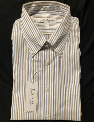 Enro мульти [полоски] 17 32-33 не железо кнопка рубашка с Ярлыками винтажный неиспользованный запас - Изображение 1 из 4