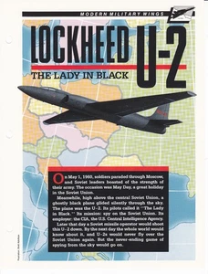 Lockheed U-2 "Die Dame in Schwarz" Überwachung Spion Jet Datenblatt Faktenkarte - Bild 1 von 2