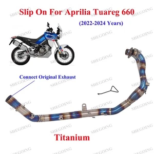Tubo de escape delantero azul titanio para Aprilia Tuareg 660 22-24 moto - Imagen 1 de 5