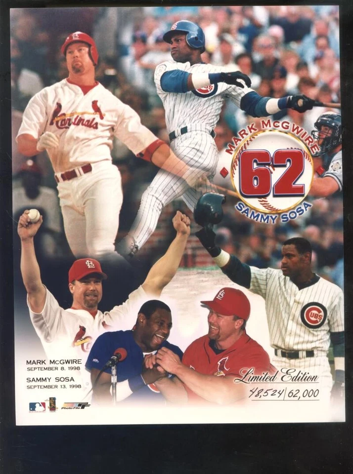 Póster fotográfico Mark McGwire Sammy Sosa 8x10 béisbol 62 jonrones 1998 Foto 1 de 1