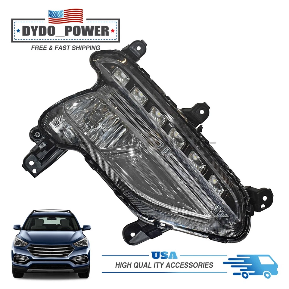 LED Passenger Fog Light DRL For 2017-2018 Hyundai Santa Fe Sport Right Side US - Image 1 of 4