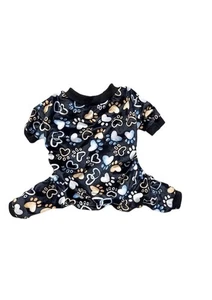 Lindo Pijama Hueso Perro Estampado Pata Negra Corazones Pijama Talla Pequeña - Imagen 1 de 5