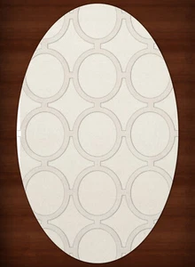 White Transitional Rings Loops Area Rug Circles DV14 - Picture 1 of 12