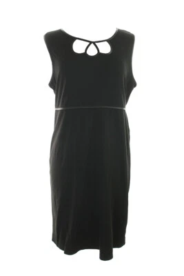 Vestido vaina Studio M negro manga gorra plisado recorte L Foto 1 de 3