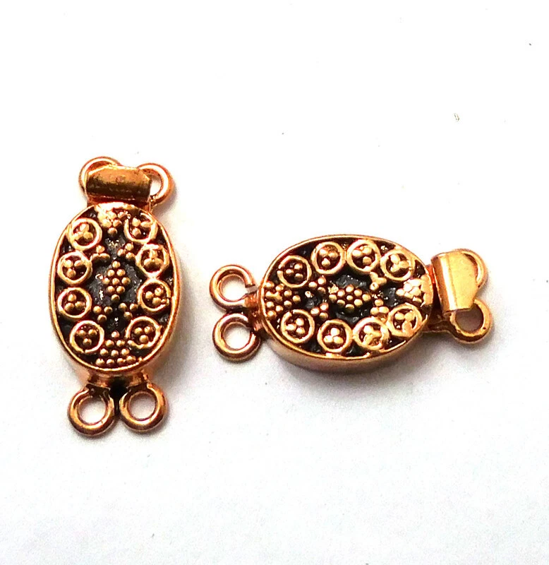 1 PC 23X11X5MM SOLID COPPER BALI BOX CLASP 2 STRAND ANTIQUE COPPER 392 LFU-129 - Image 1 of 1