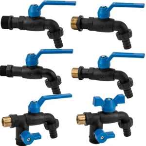 Garten Wasserhahn Doppel Wasserhahn Schwarz Nylon Auslaufhahn Auslaufventil - Bild 1 von 13