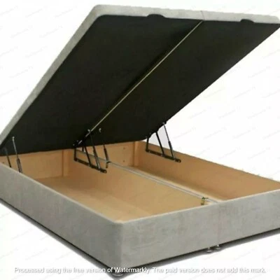 Soft Velvet Ottoman Storage Bed Divan Drawers Bed Plush Gas Lift Up Base - Image 1 of 4