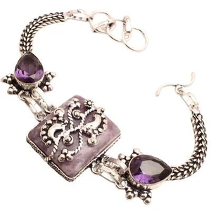 Amethyst Edelstein Versilbert Armband Handmade Schmuck Geschenk 19 G BR-0871 - Bild 1 von 3