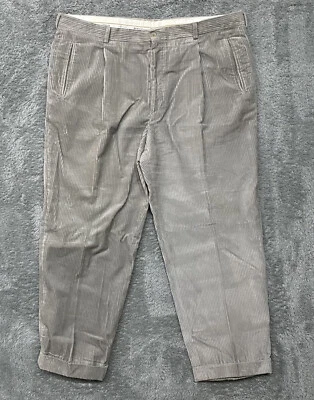 Pantalones de pana plisados gris claro Armani Collezioni para hombre holgados talla 40 Foto 1 de 4