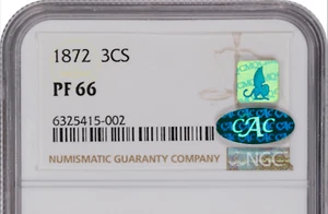 1872 NGC PR66 CMQ + CAC 1,000 Minted + 950 Proof = Lowest 3c Silver! Three Cents - Picture 1 of 7