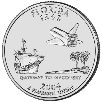 2004 P Florida Uncirculated State Quarter from roll - Image 1 of 2