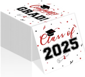 Class of 2025 Graduation Cocktail Napkins - 100-PK 3-Ply Disposable Congrats Gra - Picture 1 of 12