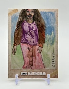 The Walking Dead (TWD) Hand Drawn Zombie Sketch By Clinton Yeager 1/1 - Picture 1 of 2