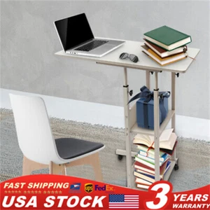Bureau pour ordinateur portable chariot roulant réglable en hauteur sur lit table d'hôpital support rangement - Photo 1/15