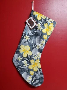 Medias de Navidad Hechas a Mano Hibisco Amarillo 20" Tropical Hawaiano Reciclado - Imagen 1 de 8
