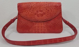 Vintage Hornback Alligator/Crocodile Saddle Bag Purse Red Shoulder Strap - Picture 1 of 15