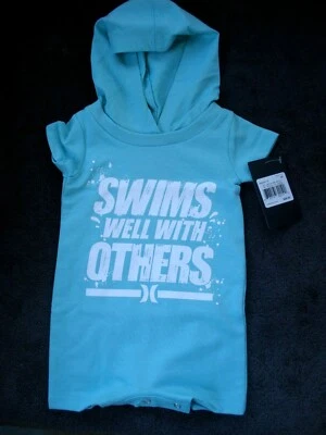 Mameluco con Capucha Hurley Infant Boy Azul Aqua Una Pieza Talla 3 Meses NUEVO Foto 1 de 4