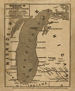 1848 Map of Lake Michigan and Railroads - Picture 1 of 3