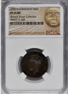 1950 British Honduras 1 Cent, NGC PF 65, Rare in Proof, Finest Certified Example - Picture 1 of 4