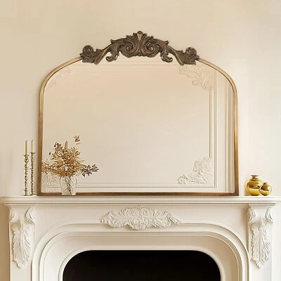 36x30" Gold Vintage Mirror Ornate Baroque Arched Mirror Bathroom Makeup Mirror - Image 1 of 4