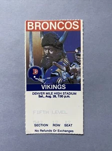 NFL FOOTBALL TICKET STUB - Vikings @ Denver Broncos August 28, 1982 S12 - Picture 1 of 4