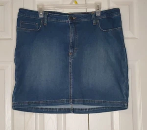 Lee Mid Rise Denim Skirt Skort Stonewash Regular Fit Stretch Womens Plus Sz 18 - Picture 1 of 7