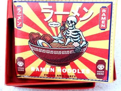 Anime Ramen Noodles Skeleton Fresh and Tasty Print Bi-Fold Vegan Leather Wallet - Image 1 of 4
