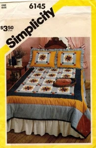 Edredón y almohada de retazos Simplicity de colección de 1980 patrón falso 6145 sin cortar - Imagen 1 de 2