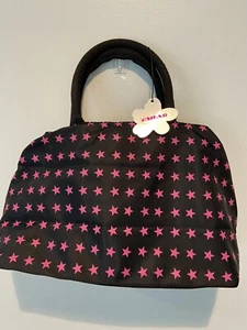Borsa in vinile nuova, collezione Esbag. Nero con stelle rosa. - Foto 1 di 7