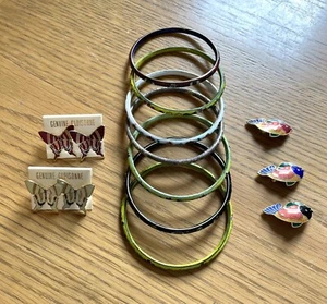 CLOISONNE ~ JOB LOT ~ 7 x BANGLES ~ 3 x BROOCHES ~ 2 x EARRINGS - Picture 1 of 5
