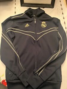 Adidas Real Madrid Track Jacket Mens Size Small Navy and Gold