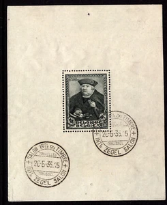 Belgium B169 VF used 1935 Franz von Taxis souvenir sheet, Salon cancel CV $200 - Picture 1 of 1