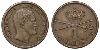Denmark 1853-FK//VS 1 Rigsbankskilling KM# 756 Frederik VII World Copper Coin - Image 1 of 3