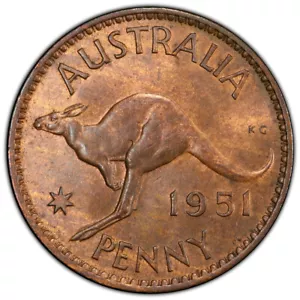 Australia 1951-PL (L) un centavo 1d George VI - PCGS MS63RB (46770780) - Imagen 1 de 3